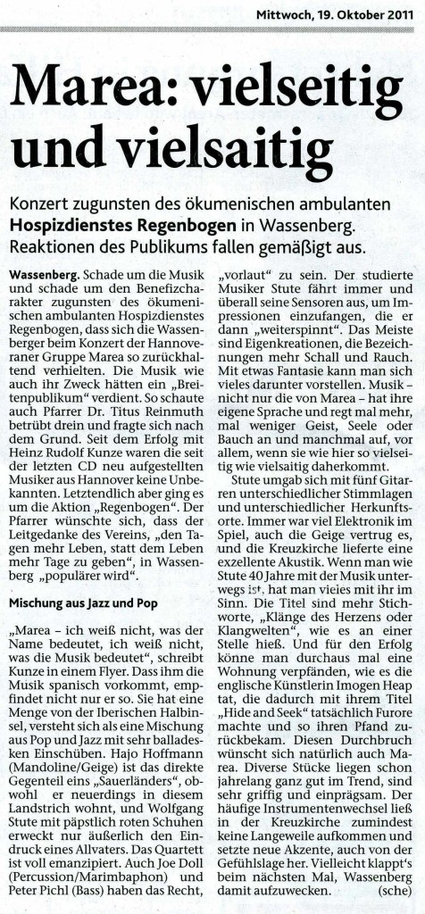 Zeitungsausschnitt Heinsberger Zeitung Wolfgang Stute vielsaitig