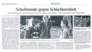 Zeitungsausschnitt IGS Linden/ Hannover Schulstunde für Schüchternheit